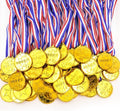 Gold Plastic Winner Award Medals by [Brand Name] - 50 Pack with Ribbon Necklaces for Sports & Competitions