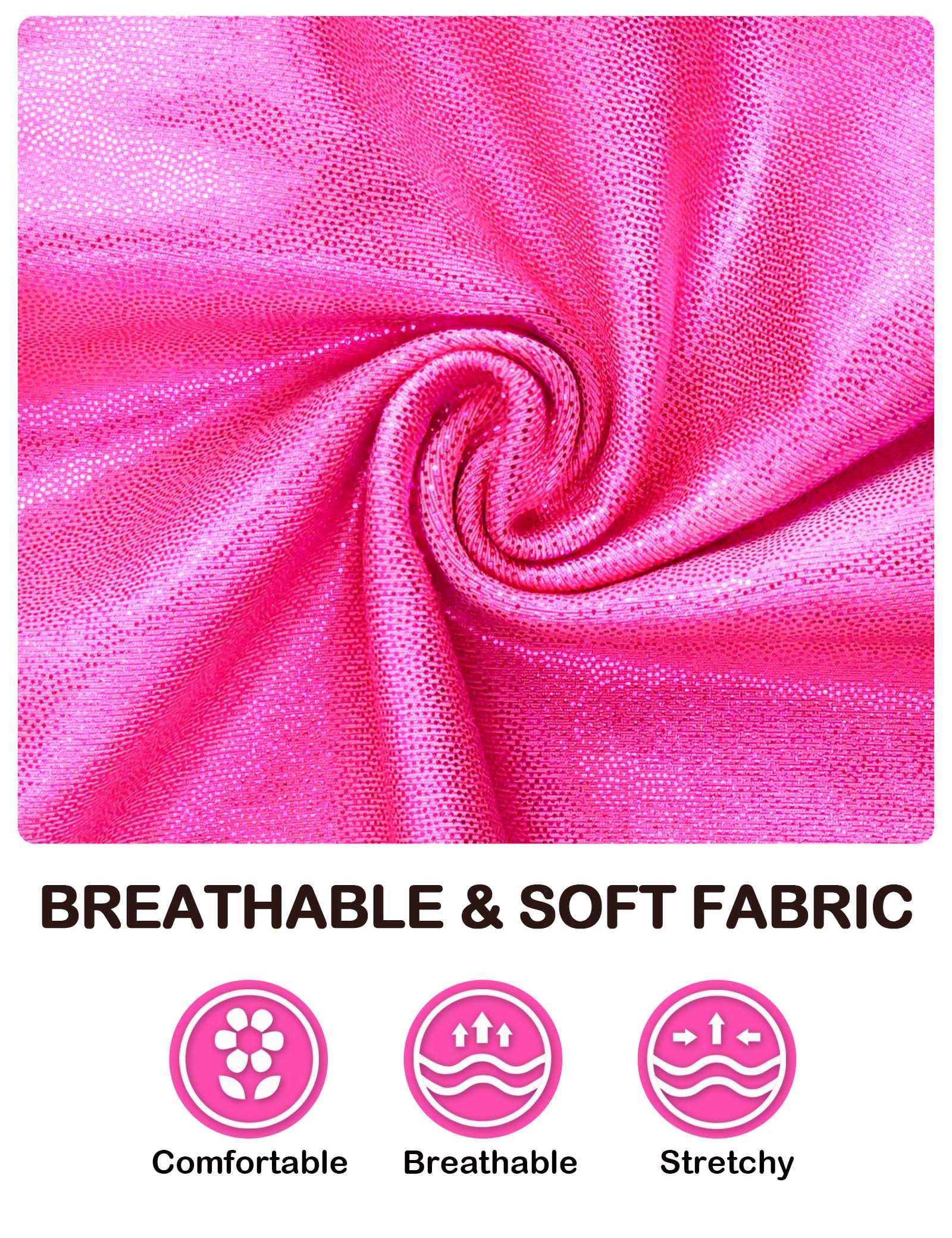 Domusgo Leotards for Girls Gymnastics Size 4t 5t One Piece Sparkle Hotpink Sleeveless Gym Outfits
