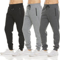 PURE CHAMP Men's Fleece Sweatpants - 3 Pack Athletic Joggers with Zipper Pocket | Sizes S-3XL