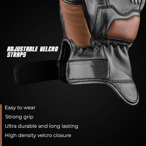 J.A.G. Motorcycle Gloves - Premium Leather Perforated Gloves with Knuckle Protection | Touchscreen Riding Gear for Men