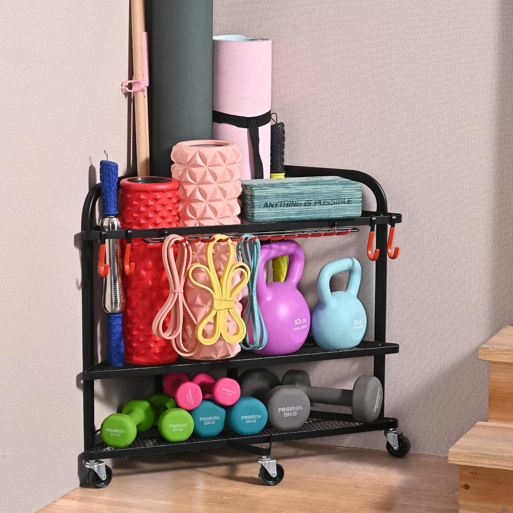 PLKOW Weight Rack - Home Gym Storage for Dumbbells, Kettlebells & Yoga Mats | Durable & Space-Saving