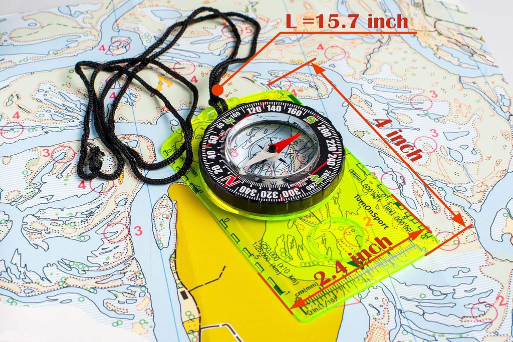 TurnOnSport Orienteering Compass - Advanced Scout Compass for Hiking & Camping - Perfect Survival Gift for Kids