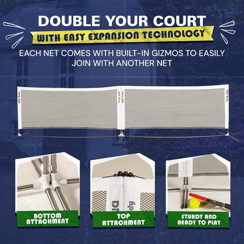 Dink Buddy - Mini Kids’ Pickleball Net with Drawstring Backpack, Durable Pickleball Net Portable Outdoor & Indoor Use, Easy-to-Set-up, 28 inches x 4 feet Wide, Black