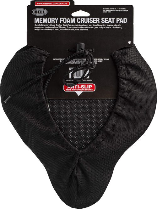 Bell Memory Foam Cruiser Bicycle Seat Pad, Black, one Size