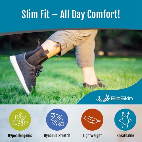 BioSkin Ankle Compression Brace - Sprained Ankle, Post Injury Support Brace for Women and Men, Swollen Feet Relief, HSA or FSA Eligible (Medium)