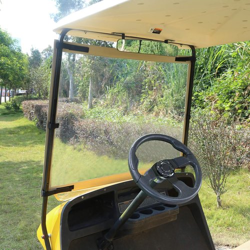 10L0L Golf Cart Foldable Windshield for EZGO TXT, Clear Film PVC Impact-Resistant Windproof