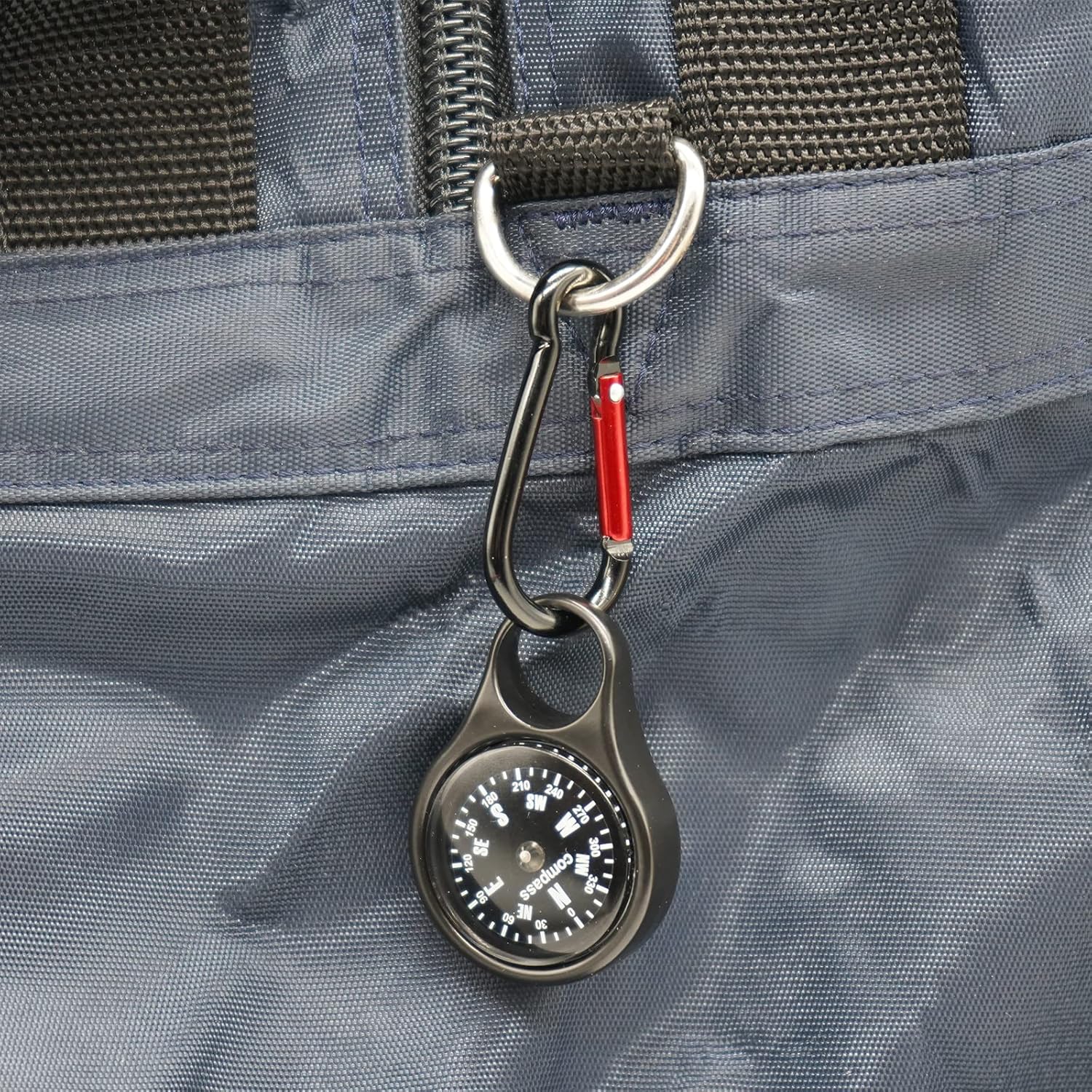 Sanung C-50 Mini Survival Compass - 2-Piece Zinc Alloy Clip-On Keychain Holder for Outdoor Adventures