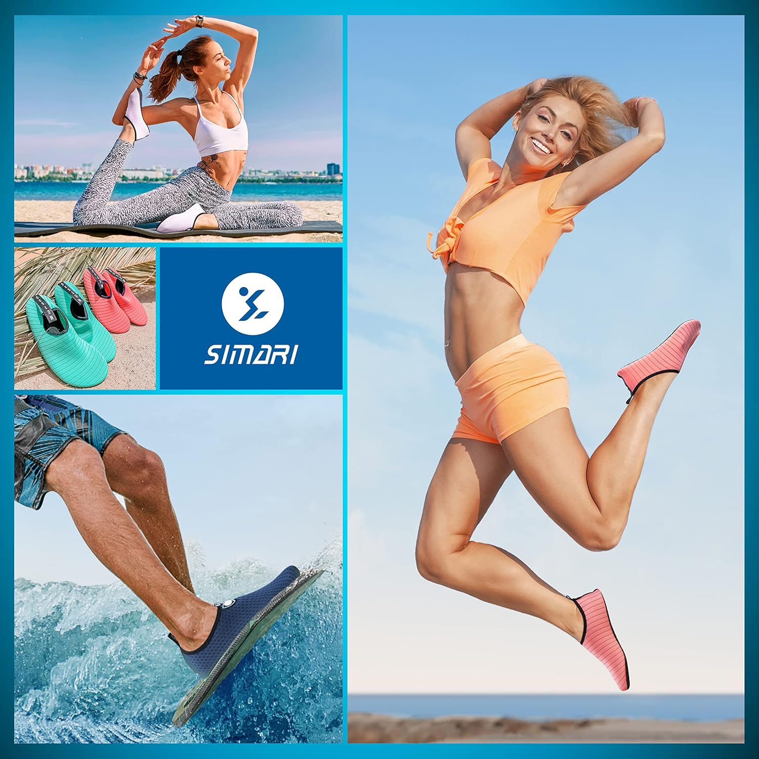 SIMARI Water Shoes - Quick-Dry Aqua Socks for Beach & Pool | Breathable Barefoot Design for Adults & Kids