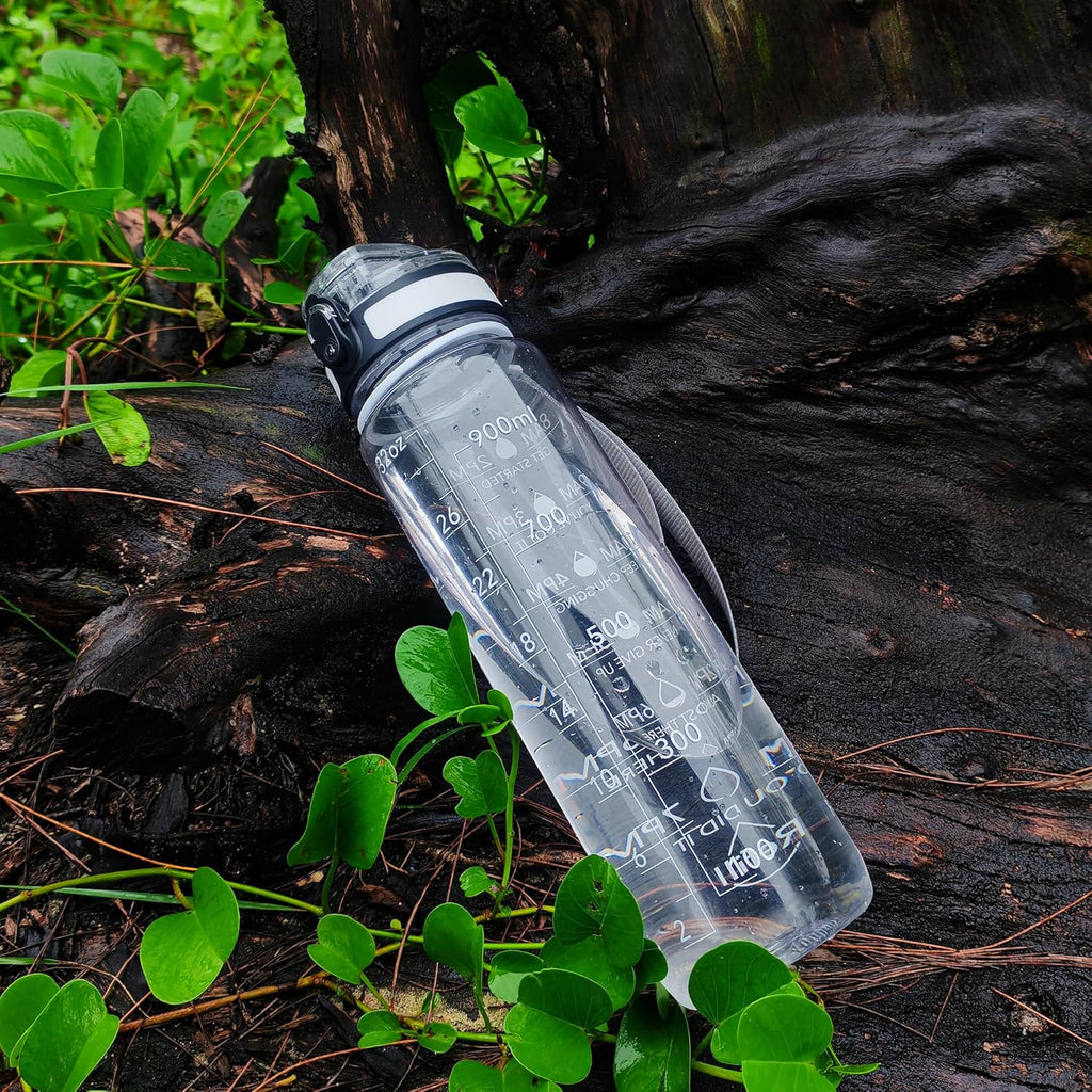 OLDLEY 32oz Motivational Sports Water Bottle - BPA Free, Leakproof, Time Marker, Clear Design