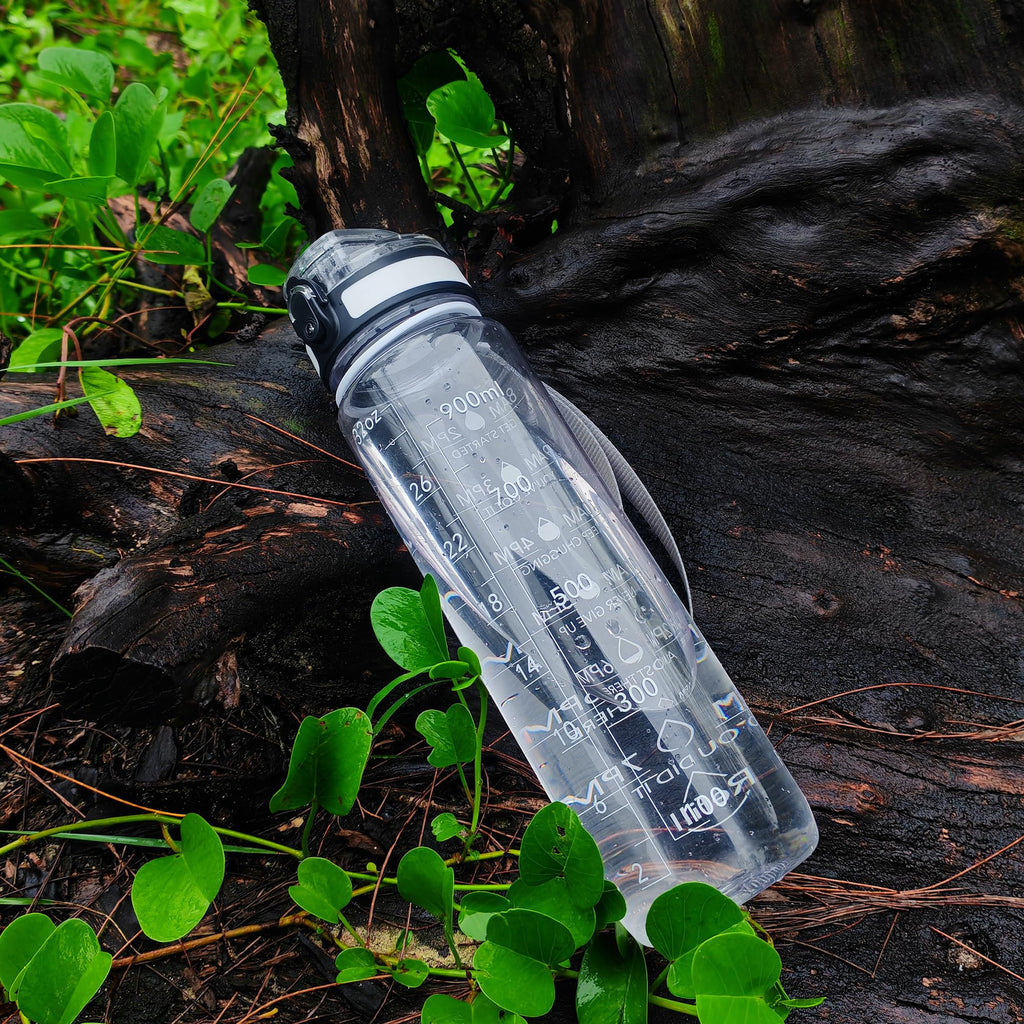 OLDLEY Water Bottle, 32oz Motivational Sports Water Bottle with Time Marker - Times to Drink - Tritan, BPA Free, Wide Mouth Leakproof, Glacier (1 Bottle)