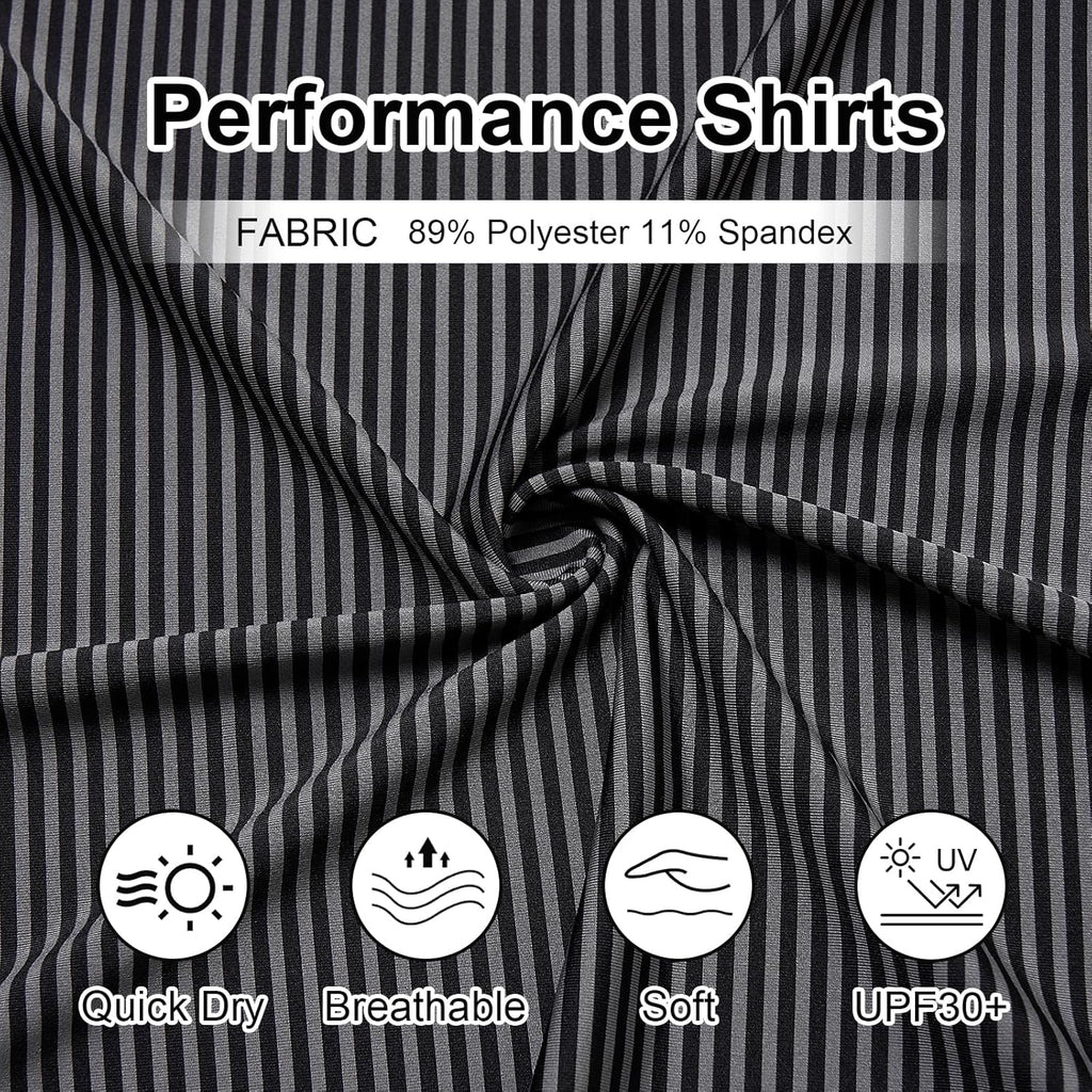 Skiennix Men's Golf Polo Shirt - Moisture-Wicking Short Sleeve Striped Performance Top