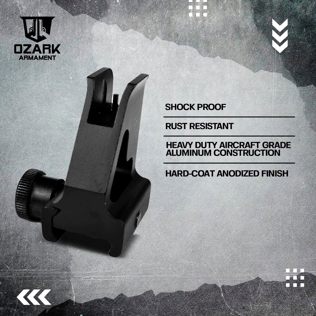 OZARK ARMAMENT A2 Front Sight - Gas Block Height Fixed Iron Sights - All Metal Rifle Sights - Gun Sights Designed to Mount on Picatinny Iron Sight Rail