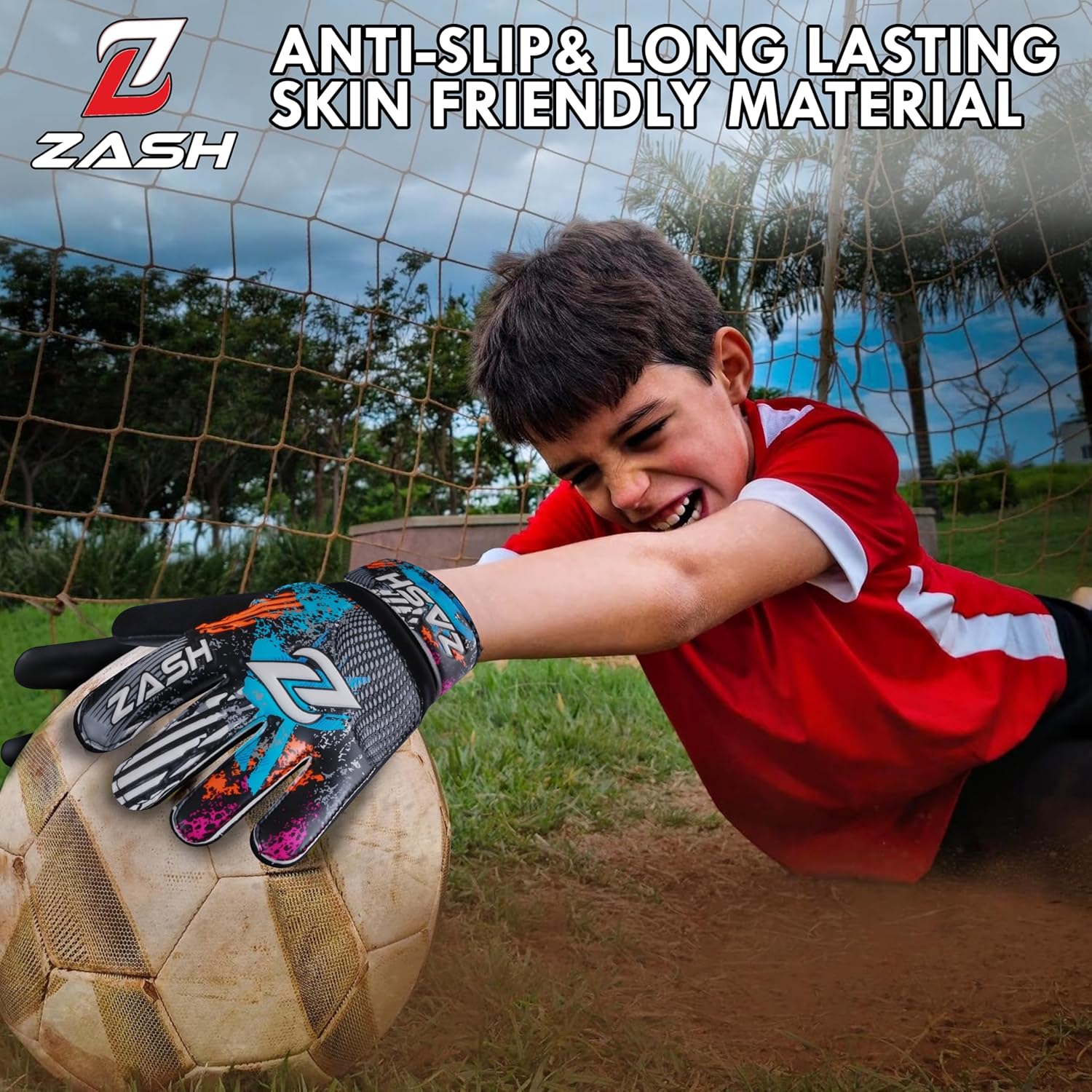 ZASH Soccer Goalie Gloves - Double Wrist Protection & Strong Grip Palm for Kids, Youth & Adults