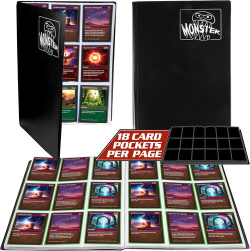 Monster Trading Card Binder - Matte Black Album with Anti-Theft Protection | Holds 160 Cards for Yu-Gi-Oh, Pokémon, MTG