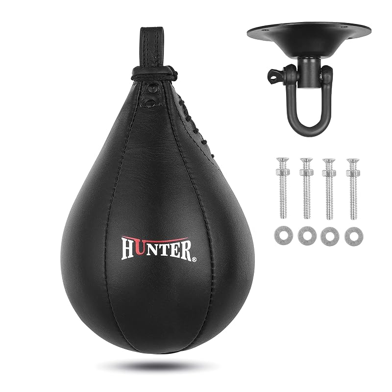 Speed Bag Punching Ball – Premium Cowhide Leather with Swivel, 9.5" x 7" Lightweight Training Bag
