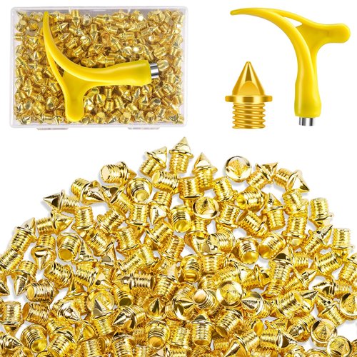 YUNVI 3/16 Inch Track Spikes,200pcs Stainless Steel Pyramid Shoe Spikes with Wrench for Track and Cross Country,Replacement for Sprint Sports Short Running Shoes