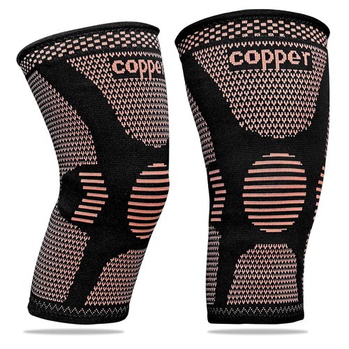 Copper Knee Braces for Women and Men 2 Pack, Knee Compression Sleeve for Knee Pain, Arthritis, Workout Sports Knee Support for Running, Meniscus Tear, ACL & Arthritis Pain Relief (Copper, Large)