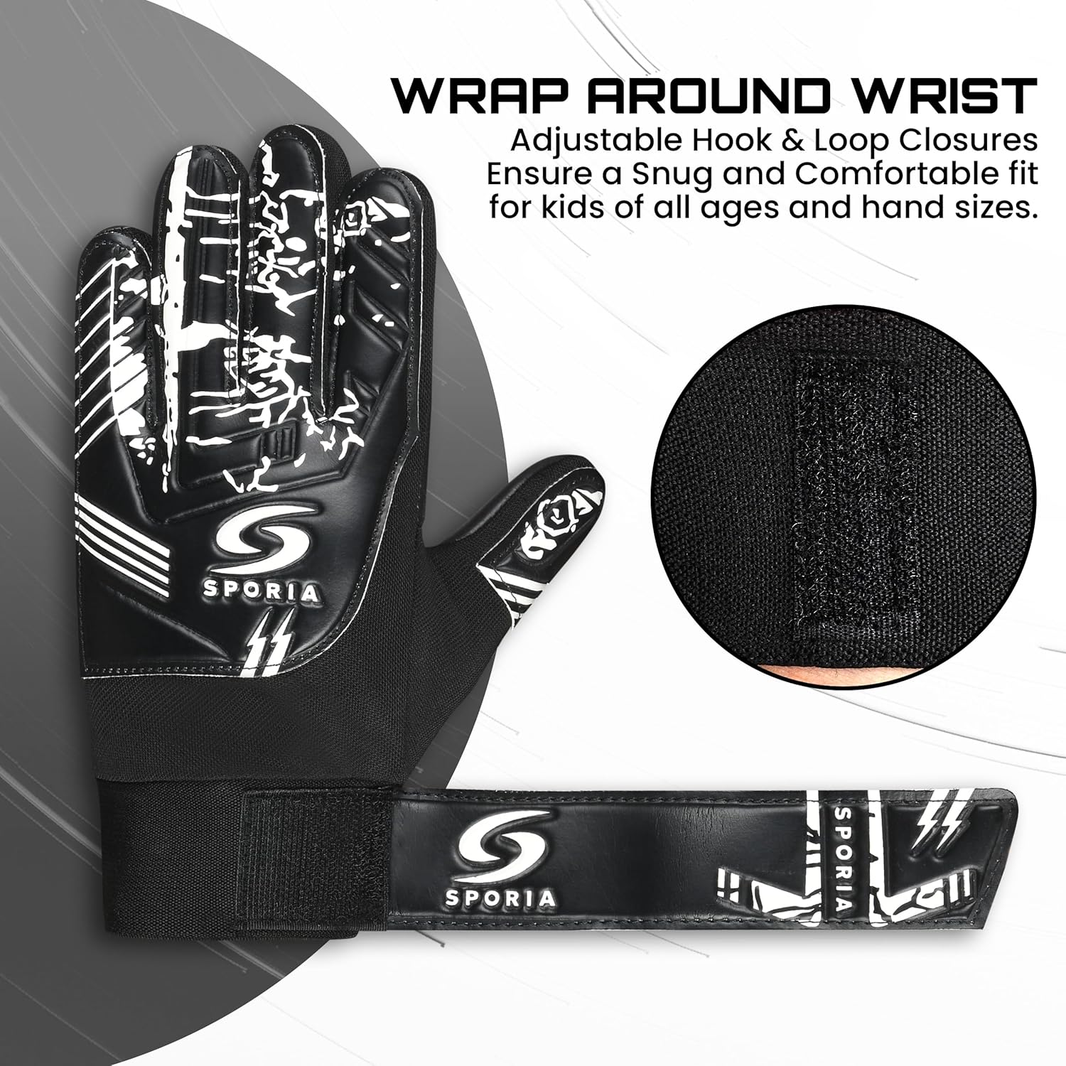 SPORIA Goalie Gloves for Youth - Double Wrist Protection | Non-Slip Latex Soccer Gloves for Kids