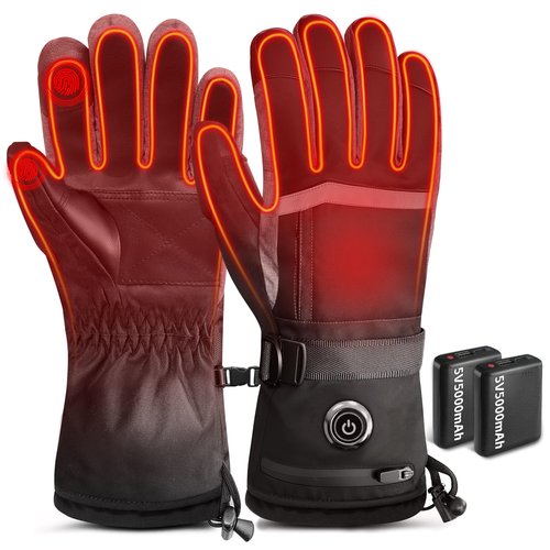 Hfshimlux Heated Gloves Rechargeable Heated Gloves for Women Men with Touchscreen Hand Warmers for Arthritis Raynaud Skiing (Black, XX-Large)