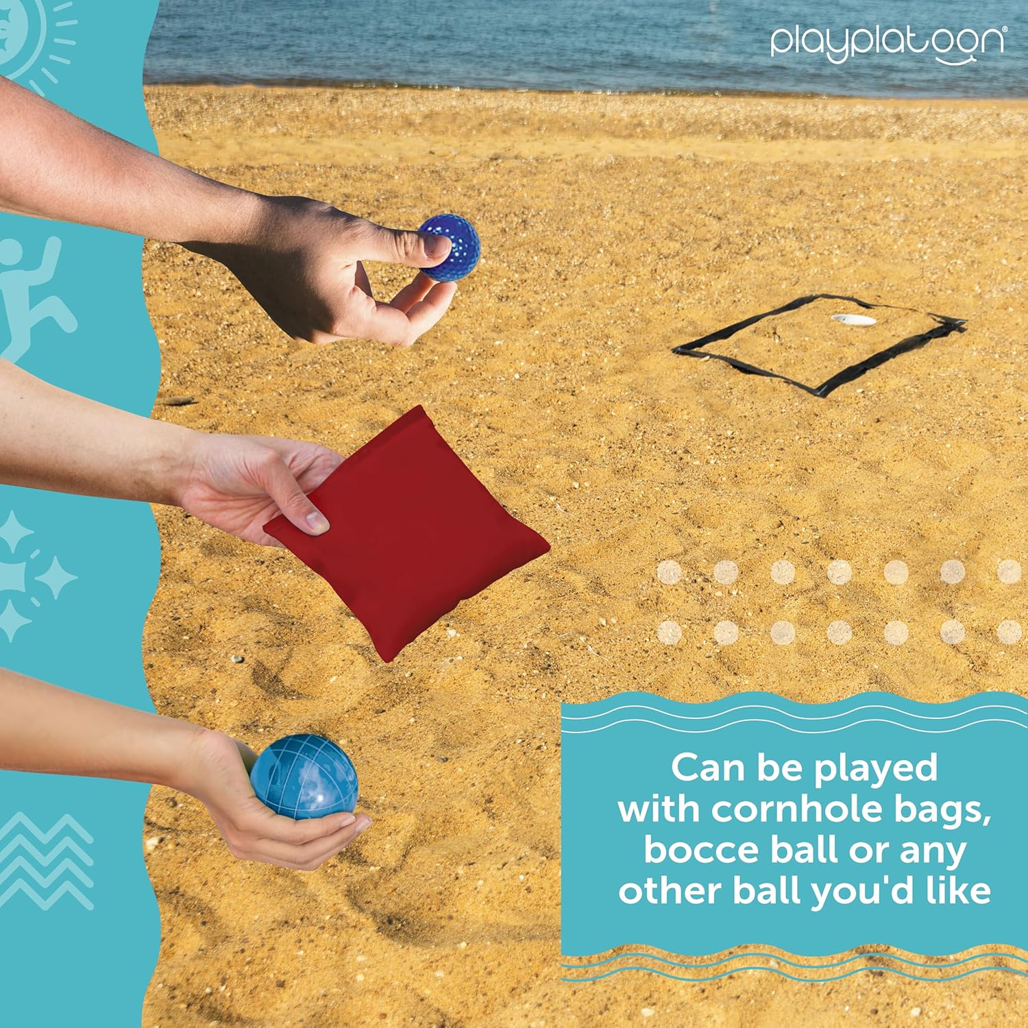 Play Platoon Beach Cornhole Toss Game - Fun for Adults & Kids | Includes Boards, Markers & Accessories
