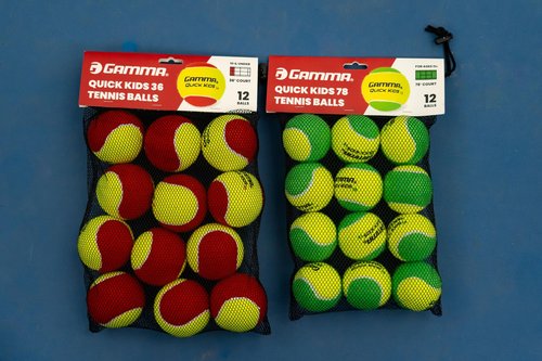 GAMMA Quick Kids 36 Training Tennis Balls for Kids & Beginners, Low-Compression Core Reduces Speed & Bounce, Great for Tennis Practice, USTA & ITF Approved for Use in 10 & Under Tournaments, Bag of 12