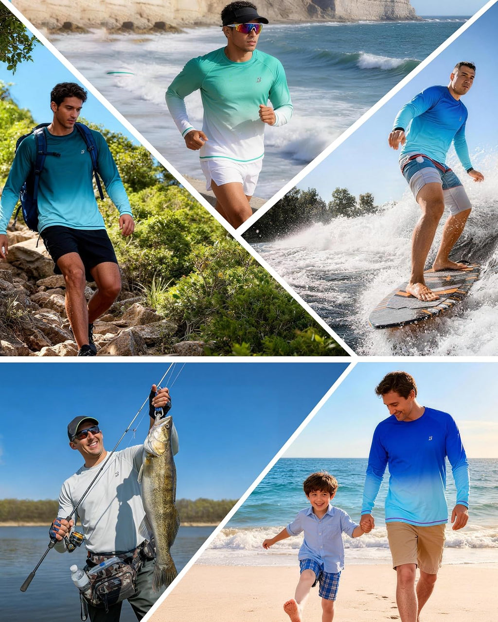 Roadbox Men's UPF 50+ Swim Shirt - Long Sleeve UV Sun Protection Rash Guard | Quick Dry SPF T-Shirt for Beach & Surfing