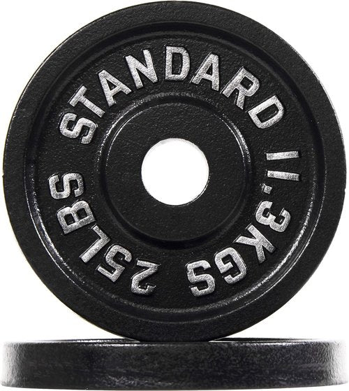 Fitvids Olympic 2-Inch Cast Iron Weight Plates - Vintage Style Alloy Steel, 25LB Pair for Strength Training