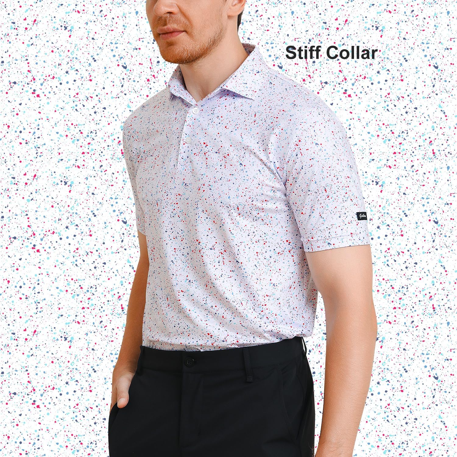 Skiennix Men's Golf Polo Shirt - Short Sleeve Dry Fit Performance with Moisture Wicking | Casual Print Design
