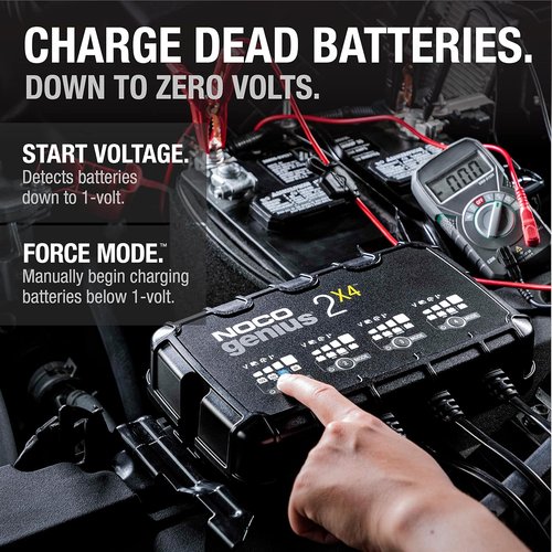 NOCO GENIUS2X4 Smart Battery Charger - 8A 4-Bank 6V/12V Maintainer & Desulfator with Overcharge Protection