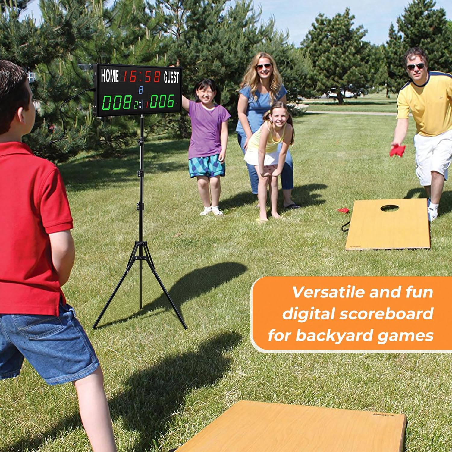 Skiennix Digital Scoreboard - Upgraded Electronic Score Keeper with Remote & Tripod | 12/24h Timer for Sports