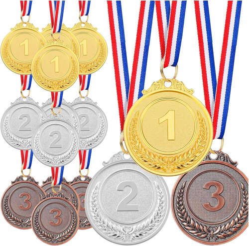 Gold, Silver & Bronze Medals - 15Pcs Award Set for Competitions, Sports Events & Celebrations