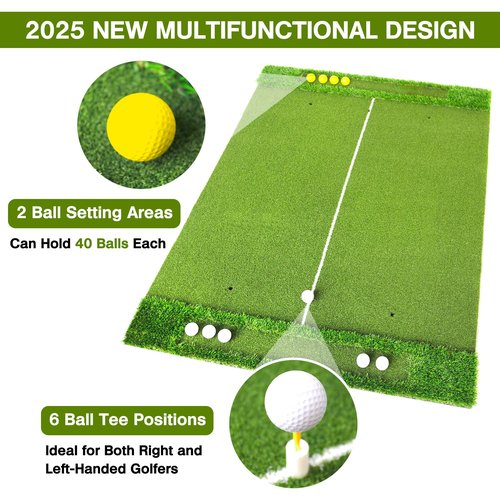 VIVITORY 5x4ft 21mm-45mm Golf Mat with Ball Tray, Thickening Golf Hitting Mat, Integrated Golf Practice with 10 Golf Balls, 7 Golf Tees, Artificial Golf Turf Mat Practice Swing Mats