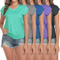 HovSiyla Women's V-Neck T-Shirts - 5 Pack Casual Short Sleeve Summer Tops | Soft & Breathable Workout Wear