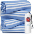 Skiennix 4 Pack Turkish Beach Towels - Quick Dry, Sand-Free, Soft & Absorbent | Lightweight Travel Essentials in Blue