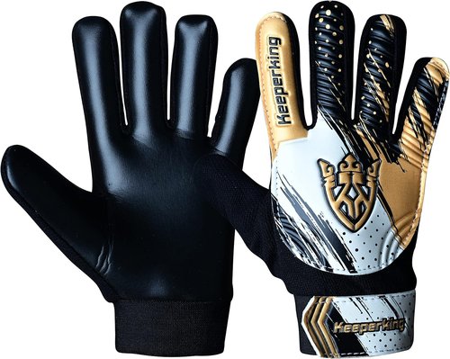 Keeperking Soccer Goalie Gloves - Youth Football Goalkeeper Gloves with Double Wrist Protection & 4mm Anti-Slip Palm