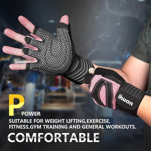 Ihuan Ventilated Weight Lifting Gloves - Full Palm Protection & Wrist Wrap Support | Unisex Fitness Gear