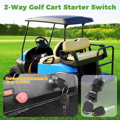 10L0L 4-pin Ignition Key Switch for Club Car Precedent/Onward/Tempo Gas Golf Cart 2004-up, Starter Switch with 2 Keys, Replace OEM 102515101, 1012505