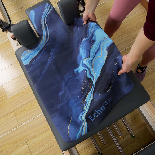 Echome Pilates Reformer Mat towel with shoulders, Pilates Reformer Cover with Great Grip, Easy to Wash Light Weight Portable (Sea Blue)