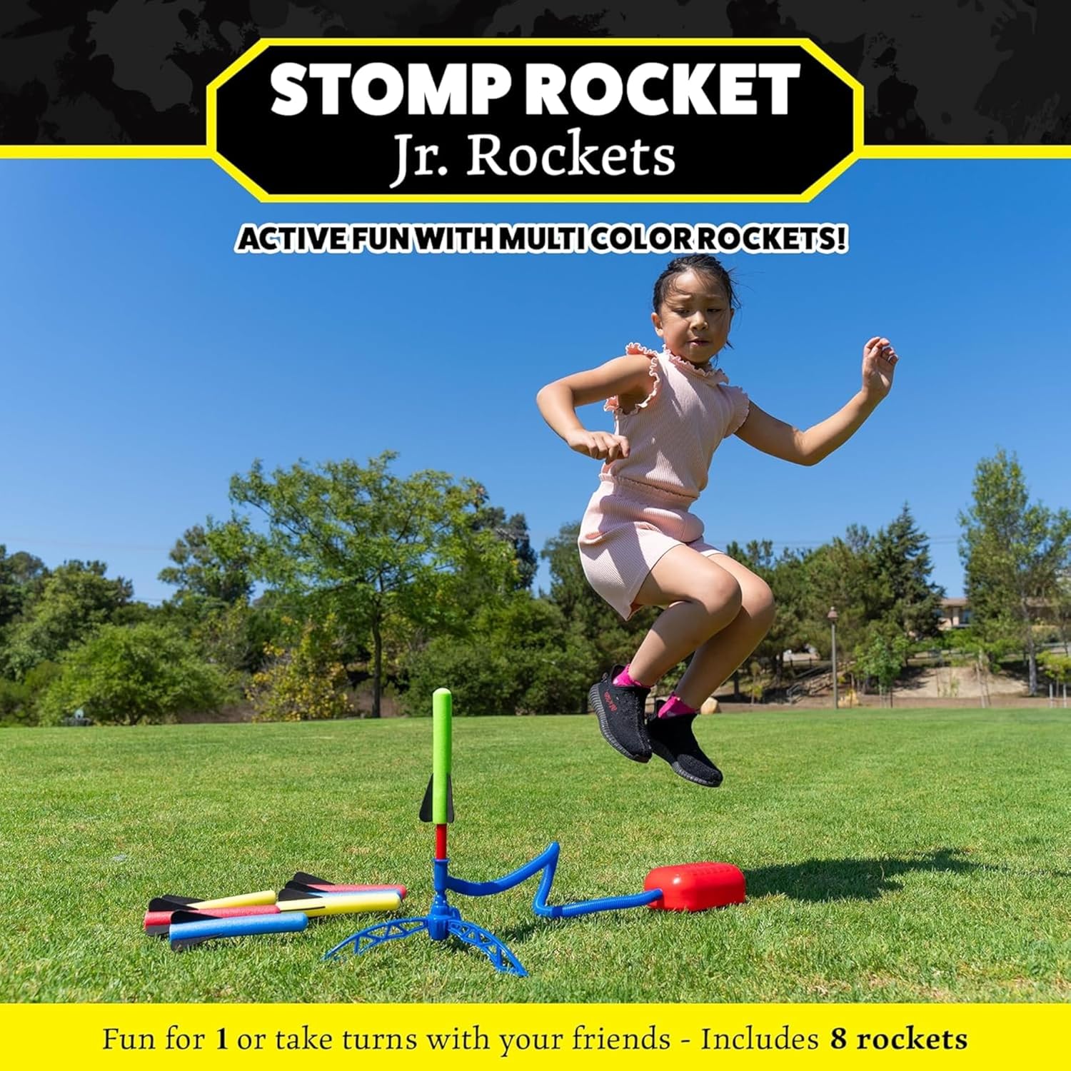 Stomp Rocket Jr. Multi-Color Rocket Launcher - Fun STEM Outdoor Toy for Kids | Soars Up to 100 Feet, Ages 3+