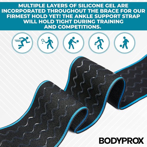 Bodyprox Ankle Support Brace - Adjustable Compression for Sports Protection | 2 Pack, One Size Fits Most