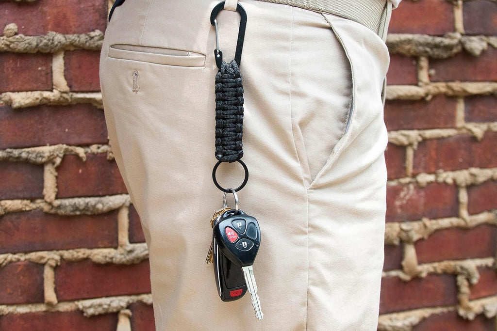 Paracord Keychain Carabiner Clips by [Brand Name] - Heavy Duty Double Hook Lanyard for Strollers, Bottles, and Tools | 2 Pack