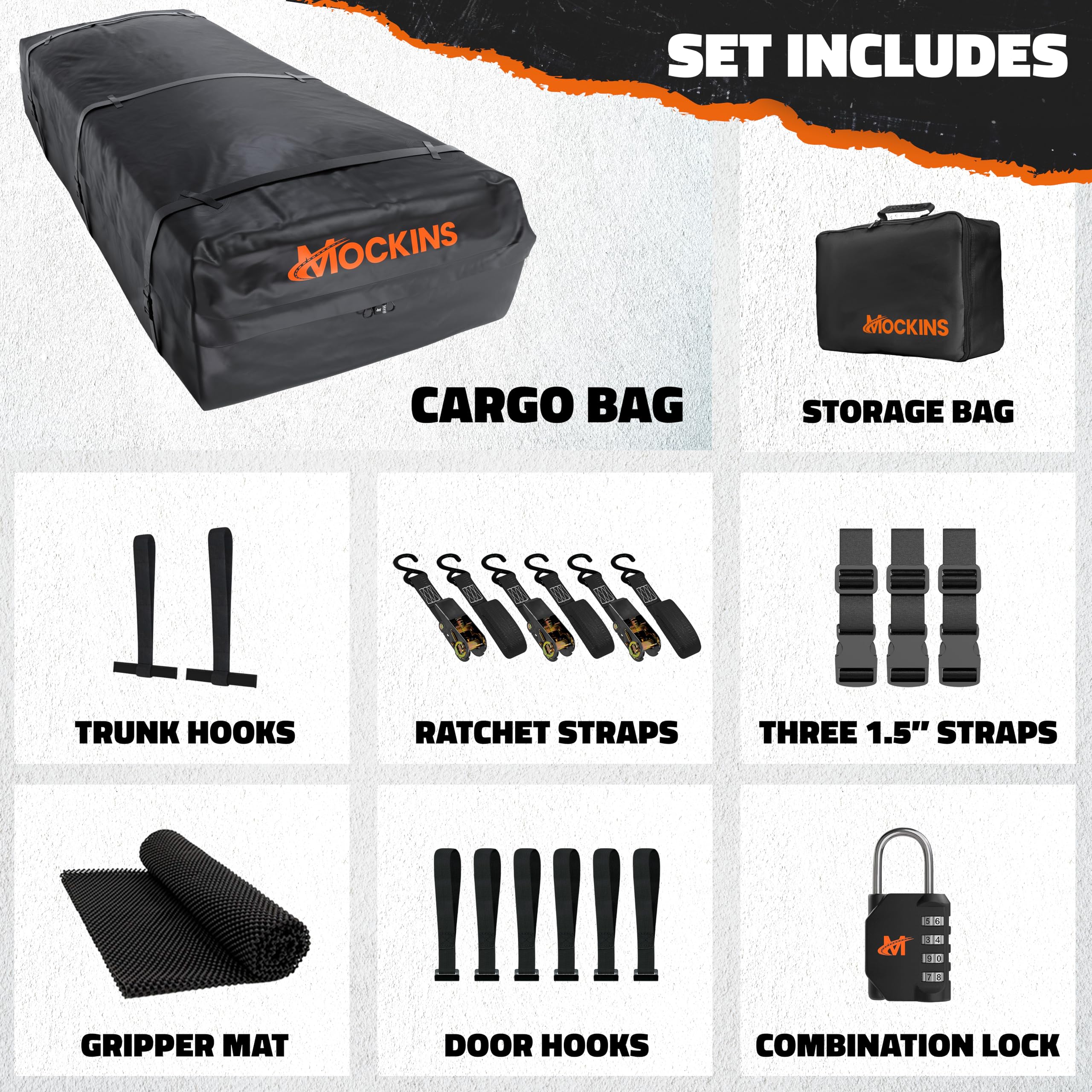 Mockins XXL 50 CuFt Heavy Duty Car Rooftop Cargo Carrier Bag 85"x50"x20"