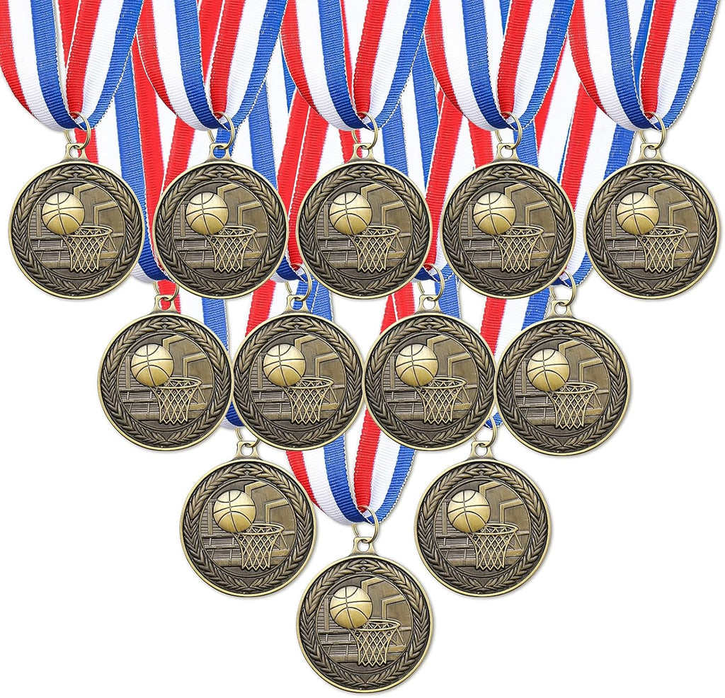 Regine Switzerland Award Medals - Bulk Set of 12/24/36 Gold, Silver & Bronze Trophies with Neck Ribbons for Sports Competitions