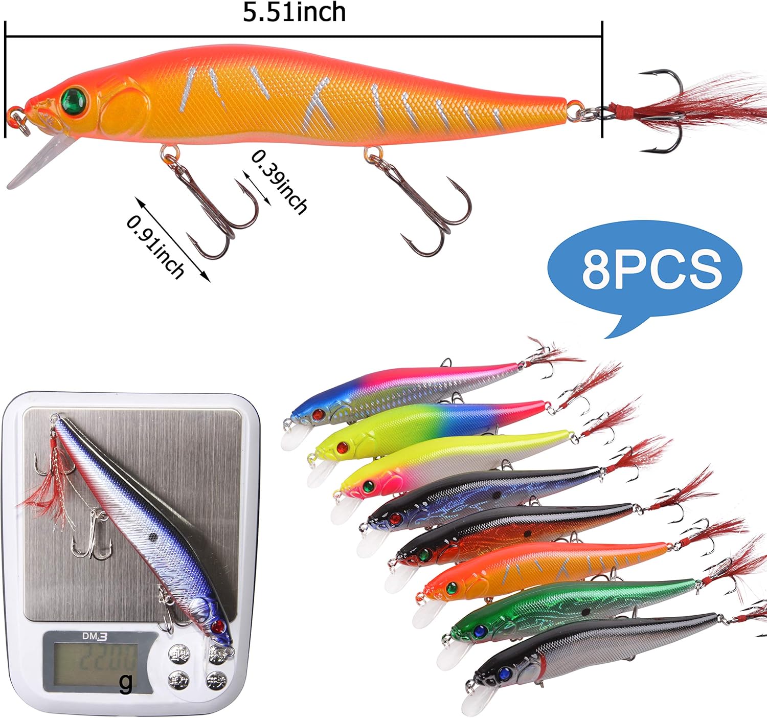 Skiennix Fishing Lures Kit - Crankbait Minnow & Jerkbait Set for Bass, Trout & Walleye | Deep Diving Bait