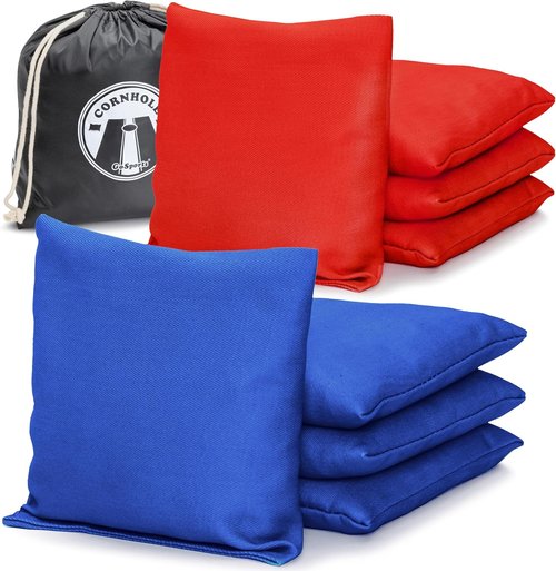 GoSports Cornhole Bean Bags Set of 8 - All Weather Fun with American Stars and Stripes or Red and Blue
