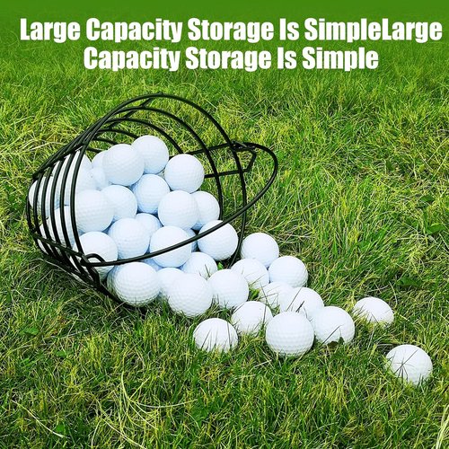 10L0L Golf Ball Bucket - Durable Metal Container with Handle | Holds 50 Balls - Black (Balls Not Included)