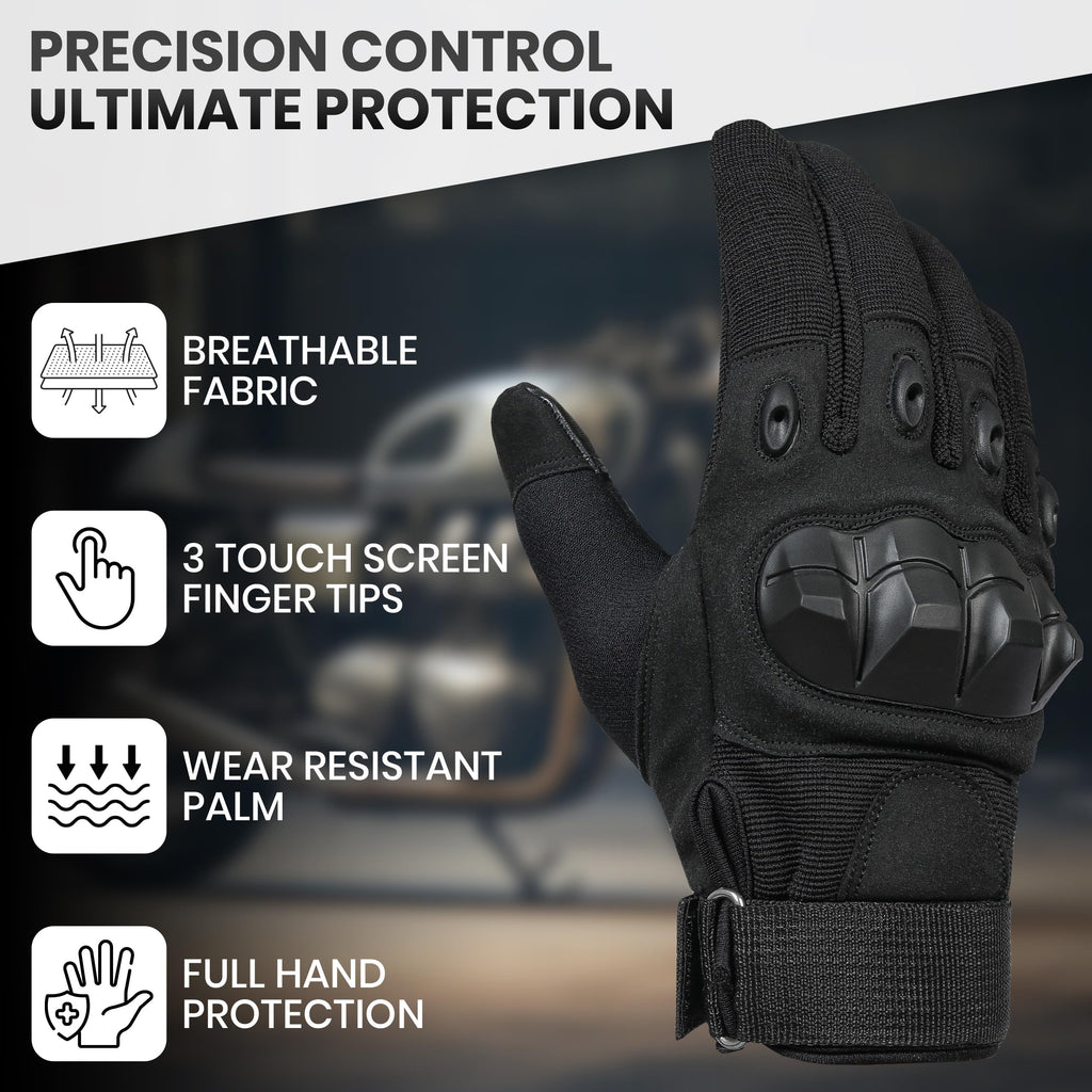 Tactical Gloves for Men, Touchscreen Motorcycle Gloves with Hard Shell & Palm Padding for Sports Motorcycle Cycling Tactical Airsoft Paintball Hunting Hiking Camping Climbing (Large)