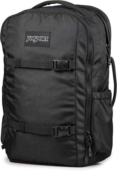 JanSport Venture Pack - Versatile Travel Backpack with Large Compartment, Compression Straps & Water Bottle Pockets, Black