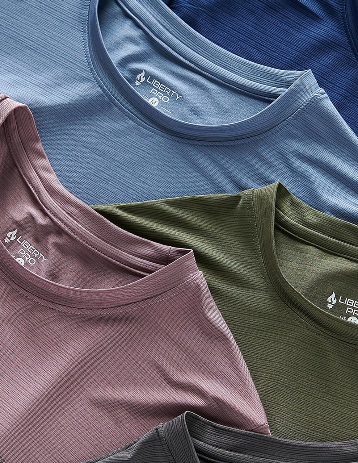 Skiennix Men's Quick Dry Active Crew Neck T-Shirts - 5 Pack Athletic Workout Tees