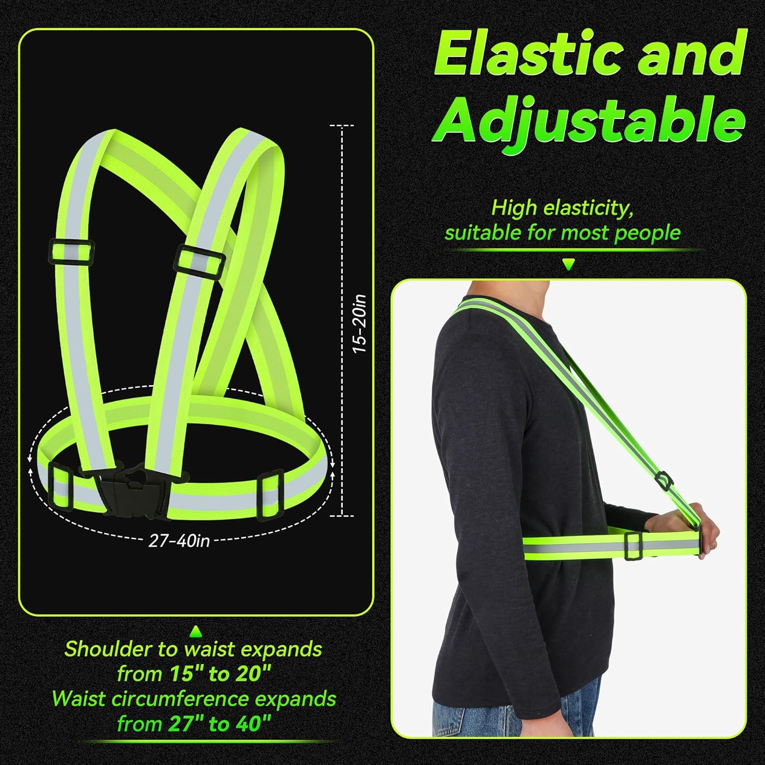 Skiennix Reflective Vest - High Visibility Adjustable Safety Gear for Night Running & Outdoor Activities